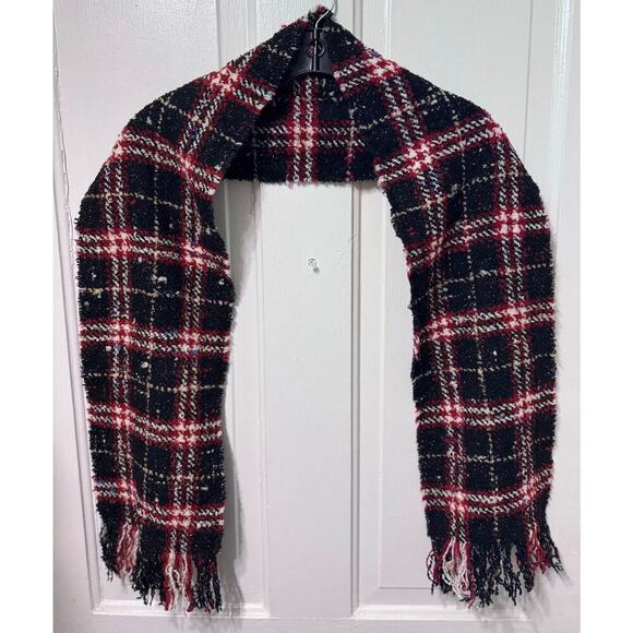 NWT Burberry London Black Red Wool Scarf Muffler 60in by 8in - Picture 3 of 7